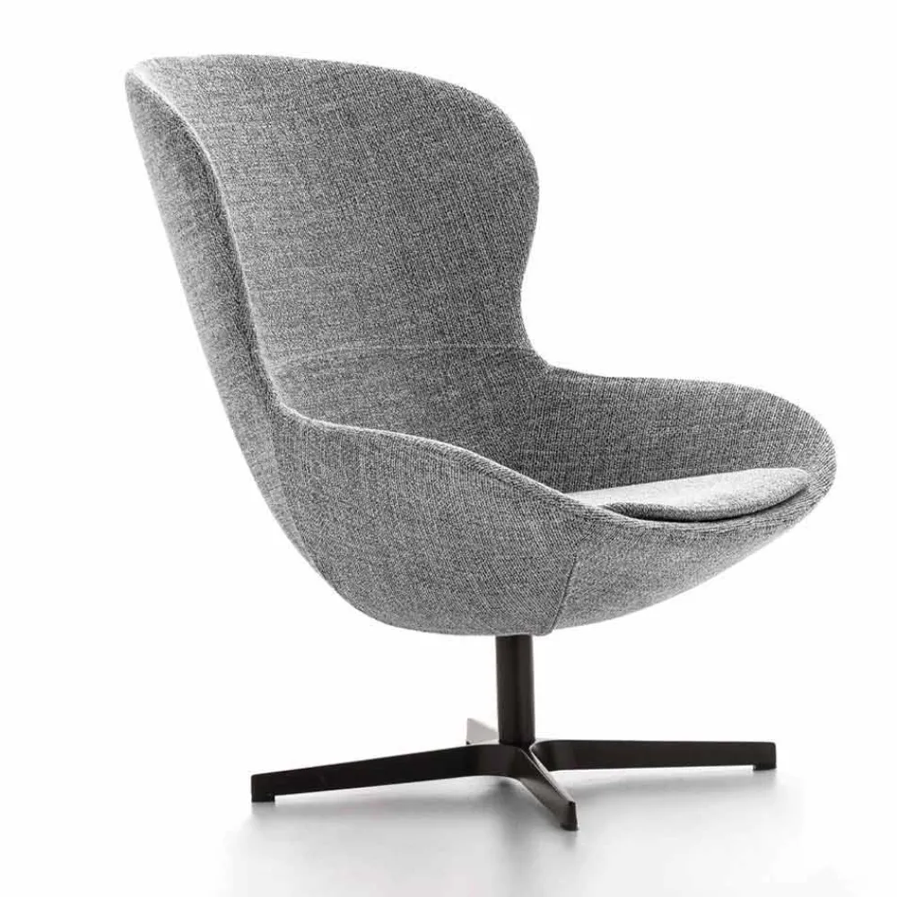 Viadurini Living Moderne Sessel-Stoffsessel mit drehbarer Basis aus Edelmetall Made in Italy - Papaya