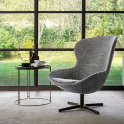 Viadurini Living Moderne Sessel-Stoffsessel mit drehbarer Basis aus Edelmetall Made in Italy - Papaya