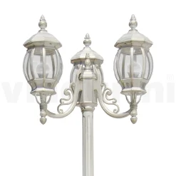 Viadurini Lighting Gartenlampion-Straßenlampe im Vintage-Stil mit 3 Lichtern aus weißem Aluminium, hergestellt in Italien – Dodo