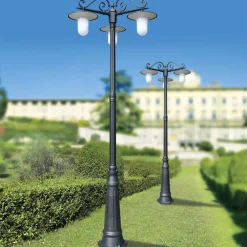 Viadurini Lighting Gartenlampion-Straßenlampe im Vintage-Stil mit 3 Lichtern aus grauem Aluminium, hergestellt in Italien – Belen