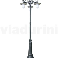 Viadurini Lighting Gartenlampion-Straßenlampe im Vintage-Stil mit 3 Lichtern aus grauem Aluminium, hergestellt in Italien – Belen