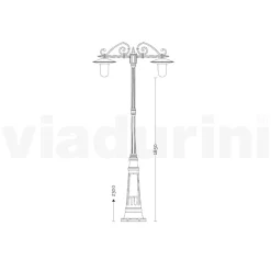 Viadurini Lighting Gartenlampion-Straßenlampe im Vintage-Stil mit 3 Lichtern aus grauem Aluminium, hergestellt in Italien – Belen