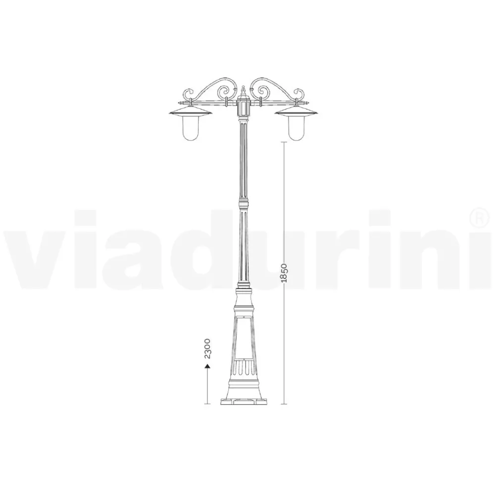 Viadurini Lighting Gartenlampion-Straßenlampe im Vintage-Stil mit 3 Lichtern aus grauem Aluminium, hergestellt in Italien – Belen