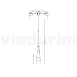 Viadurini Lighting Gartenlampion-Straßenlampe im Vintage-Stil mit 3 Lichtern aus grauem Aluminium, hergestellt in Italien – Belen