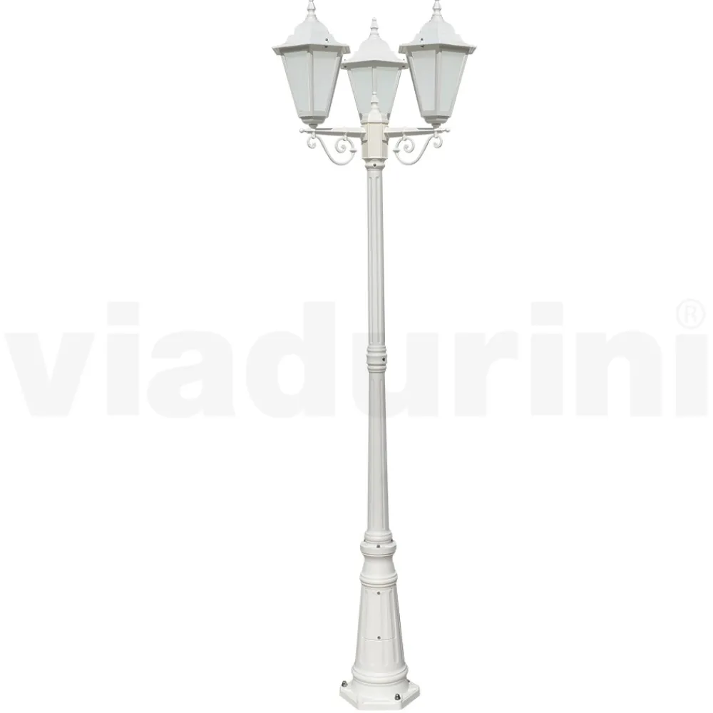 Viadurini Lighting Gartenlampion-Straßenlaterne im Vintage-Stil mit 3 Lichtern aus Aluminium und Glas, hergestellt in Italien – Terella