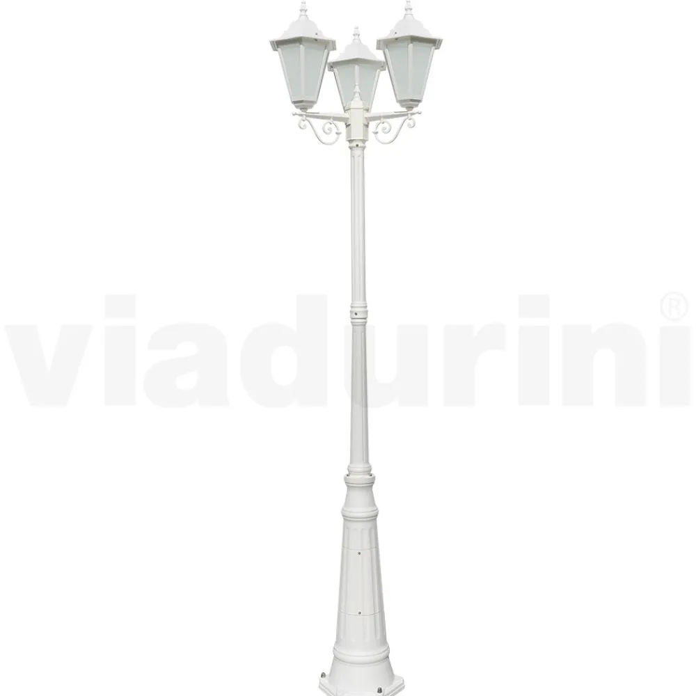Viadurini Lighting Gartenlampion-Straßenlaterne im Vintage-Stil mit 3 Lichtern aus Aluminium und Glas, hergestellt in Italien – Terella