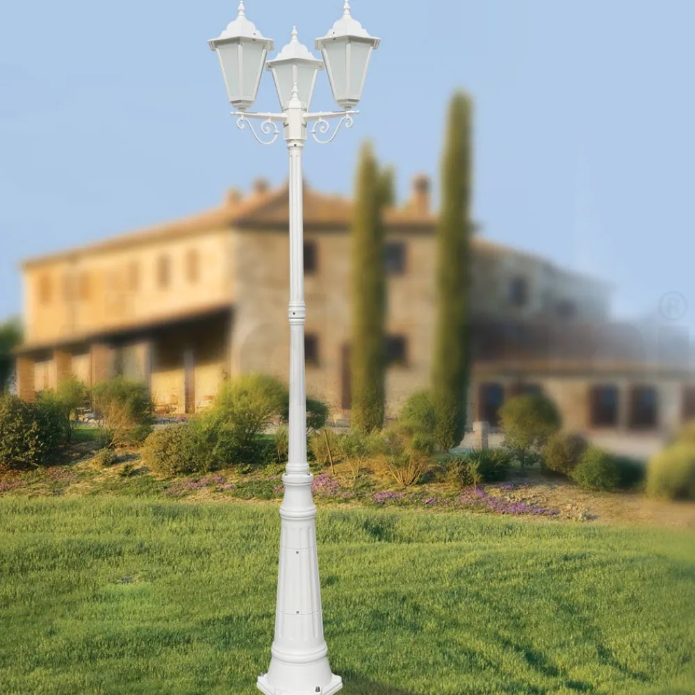 Viadurini Lighting Gartenlampion-Straßenlaterne im Vintage-Stil mit 3 Lichtern aus Aluminium und Glas, hergestellt in Italien – Terella