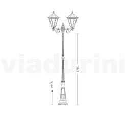 Viadurini Lighting Gartenlampion-Straßenlaterne im Vintage-Stil mit 3 Lichtern aus Aluminium und Glas, hergestellt in Italien – Terella