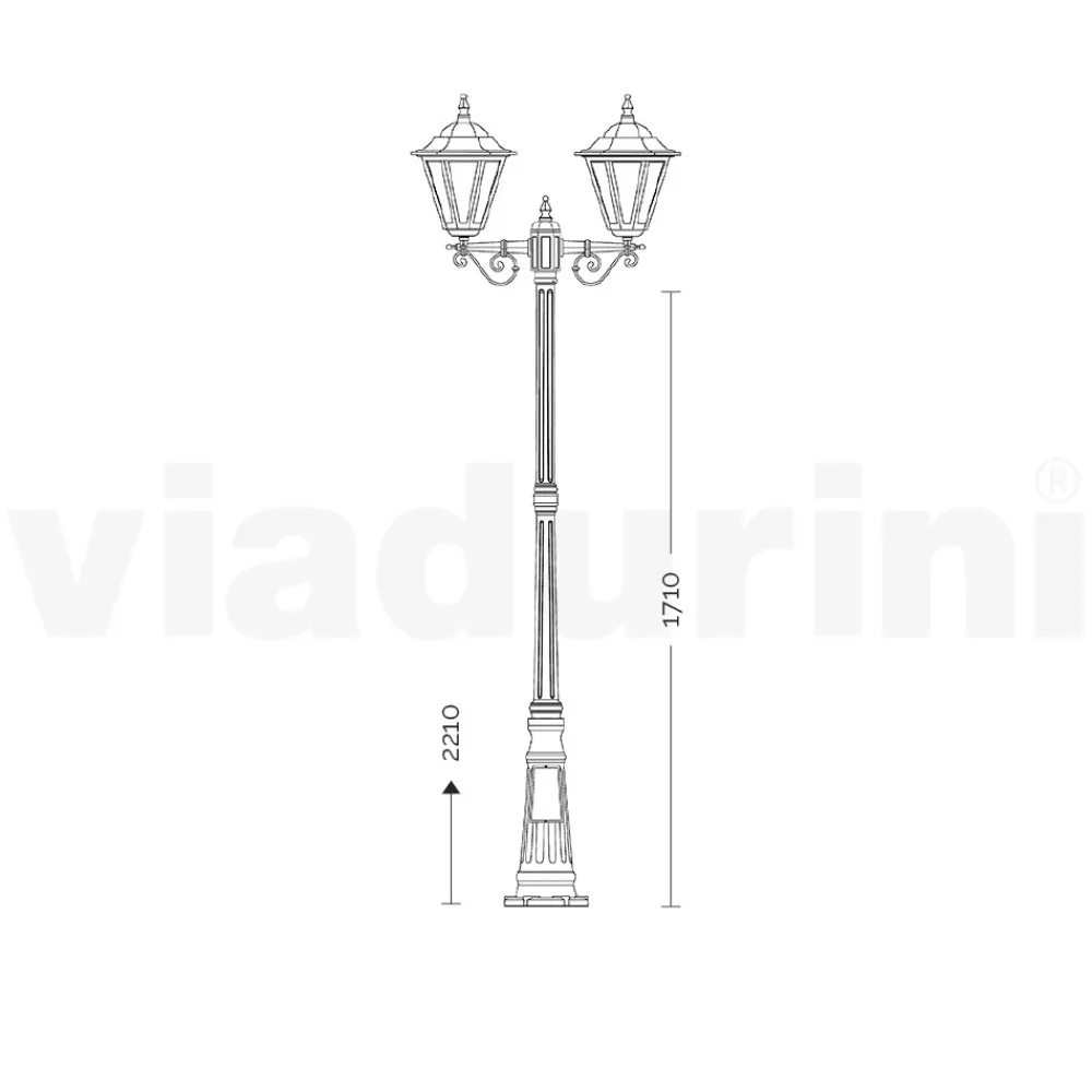 Viadurini Lighting Gartenlampion-Straßenlaterne im Vintage-Stil mit 3 Lichtern aus Aluminium und Glas, hergestellt in Italien – Terella
