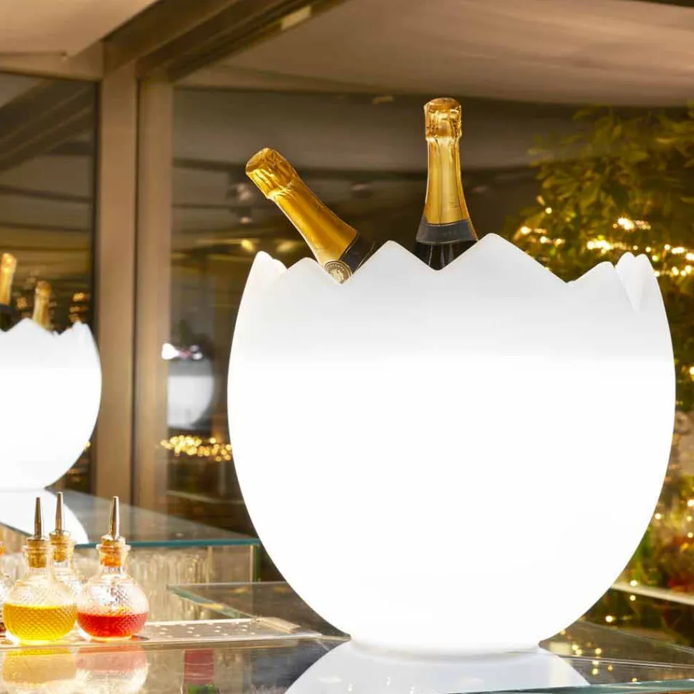 SLIDE Lichtmöbel-Strahlend weißer Eiskübel Kalimera, hergestellt in Italien