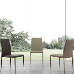 Viadurini Moderne Stühle-Stuhl aus Metall in Kusteleder bezogen Caserta, modernes Design