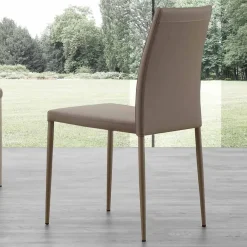 Viadurini Moderne Stühle-Stuhl aus Metall in Kusteleder bezogen Caserta, modernes Design