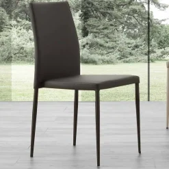 Viadurini Moderne Stühle-Stuhl aus Metall in Kusteleder bezogen Caserta, modernes Design