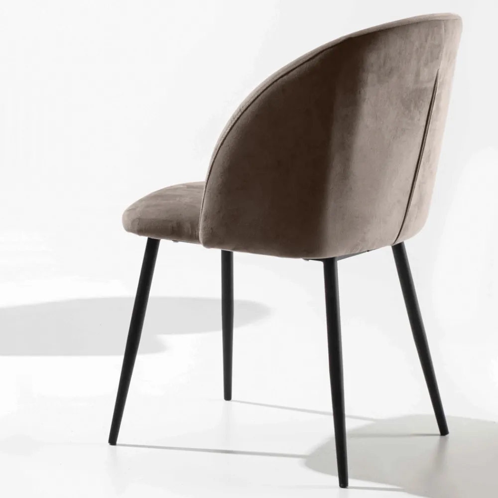 Viadurini Living Moderne Stühle-Stuhl aus Samt mit Sockel aus schwarz lackiertem Metall, 2 Stück - Havanna