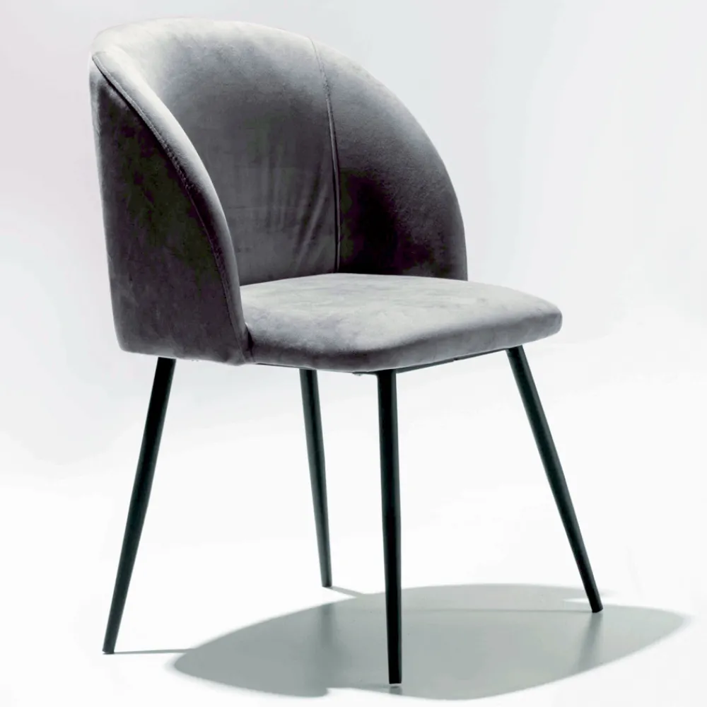 Viadurini Living Moderne Stühle-Stuhl aus Samt mit Sockel aus schwarz lackiertem Metall, 2 Stück - Havanna