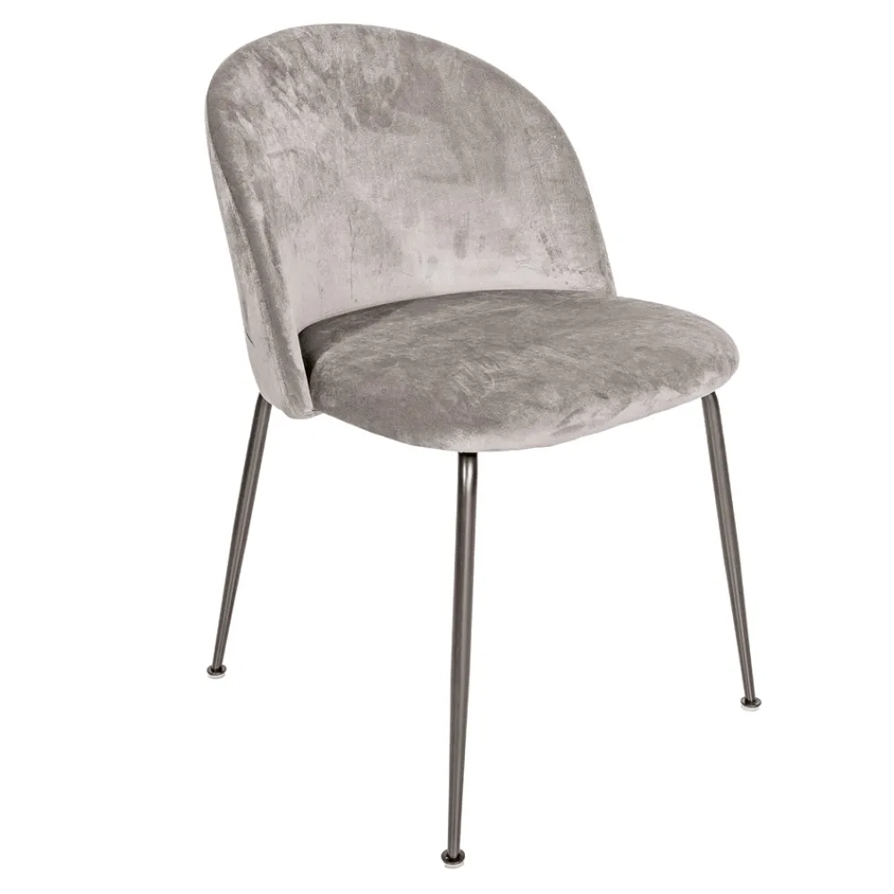 Viadurini Living Design Stühle-Stuhl aus schwarzem Metall und Sitzfläche aus grauem Samt Made in Italy - Meredith