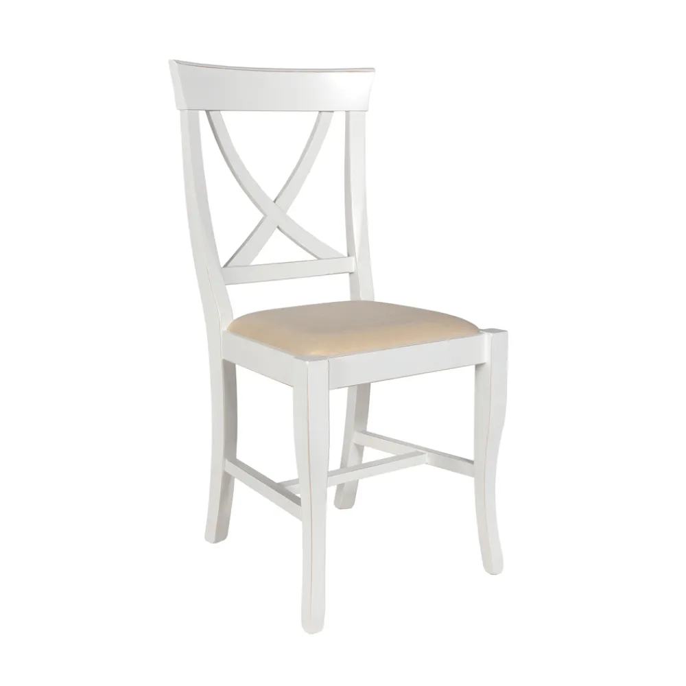 Viadurini Classic Klassische Stühle-Stuhl aus weißem Holz und Juma-Beige-Stoff, hergestellt in Italien – Diamante