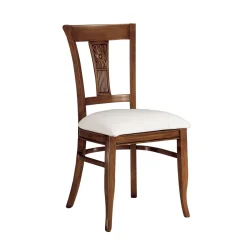 Viadurini Classic Klassische Stühle-Stuhl aus weißem Öko-Leder und patiniertem Kirschholz, hergestellt in Italien – Dolomite