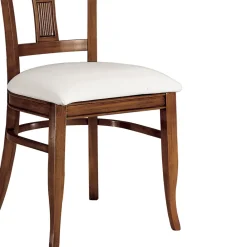 Viadurini Classic Klassische Stühle-Stuhl aus weißem Öko-Leder und patiniertem Kirschholz, hergestellt in Italien – Dolomite