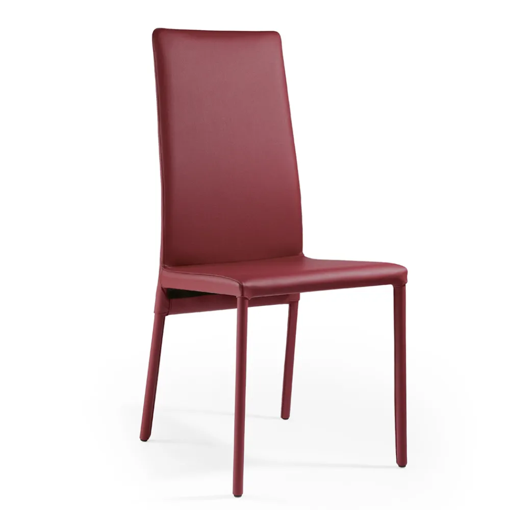 Viadurini Living Design Stühle-Stuhl komplett gepolstert mit burgunderfarbenem Leder, hergestellt in Italien – Tazza