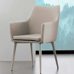 Viadurini Living Moderne Stühle-Stuhl mit Armlehnen aus Metall und Kunstleder Carlina