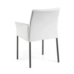 Viadurini Living Design Stühle-Stuhl mit Armlehnen aus weißem Leder und schwarzen Beinen, hergestellt in Italien – Pupazzo