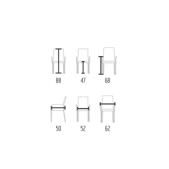 Viadurini Living Design Stühle-Stuhl mit Armlehnen aus weißem Leder und schwarzen Beinen, hergestellt in Italien – Pupazzo