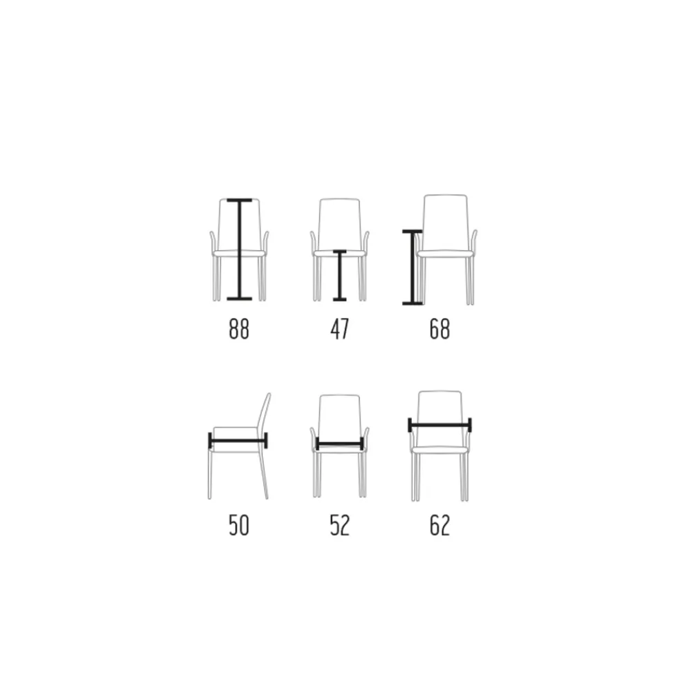 Viadurini Living Design Stühle-Stuhl mit Armlehnen aus weißem Leder und schwarzen Beinen, hergestellt in Italien – Pupazzo