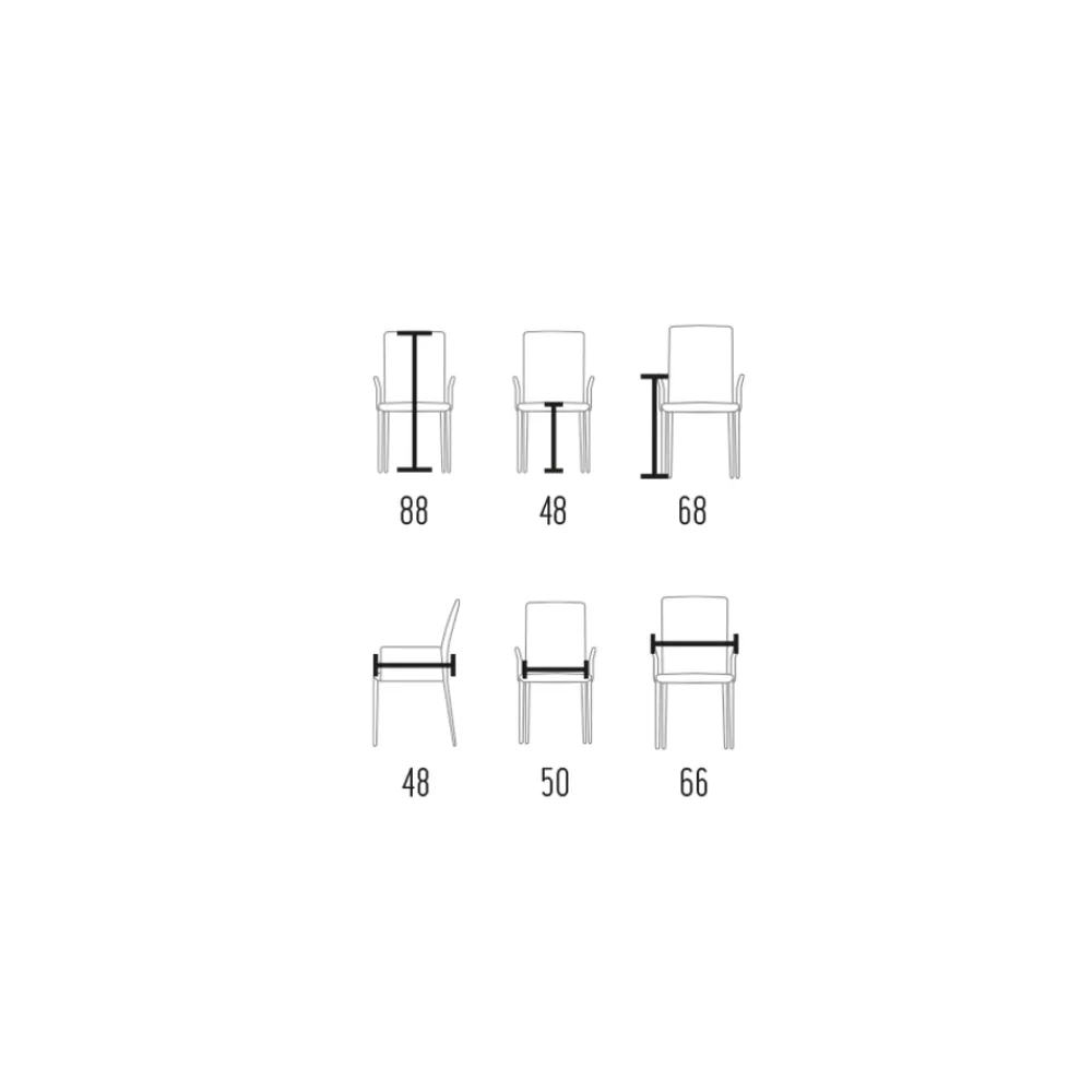 Viadurini Living Design Stühle-Stuhl mit Armlehnen, gepolstert mit elfenbeinfarbenem Leder, hergestellt in Italien – Schale