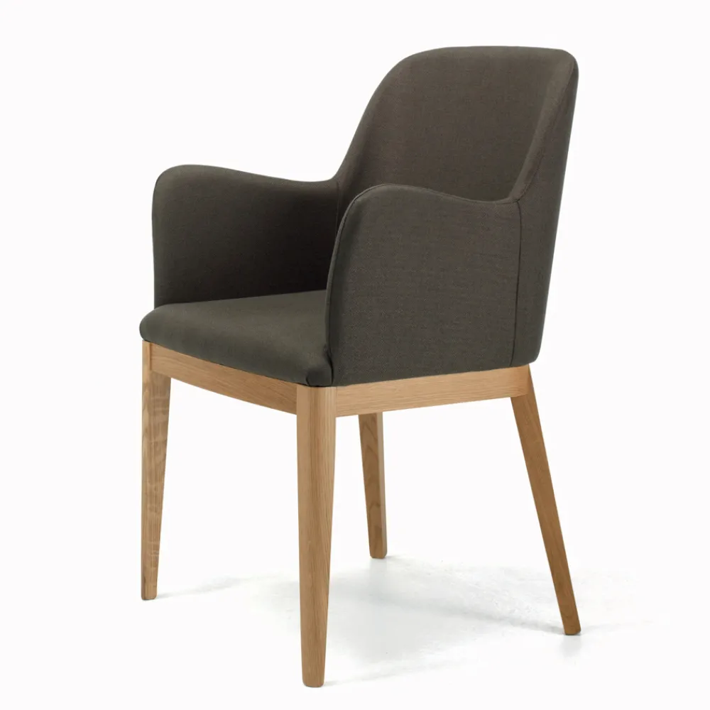 Viadurini Living Design Stühle-Stuhl mit Armlehnen mit Holzbeinen und gepolstertem Sitz, hergestellt in Italien – Bari