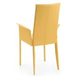 Viadurini Living Design Stühle-Stuhl mit Armlehnen und hoher Rückenlehne aus Leder, hergestellt in Italien – Lenkräder