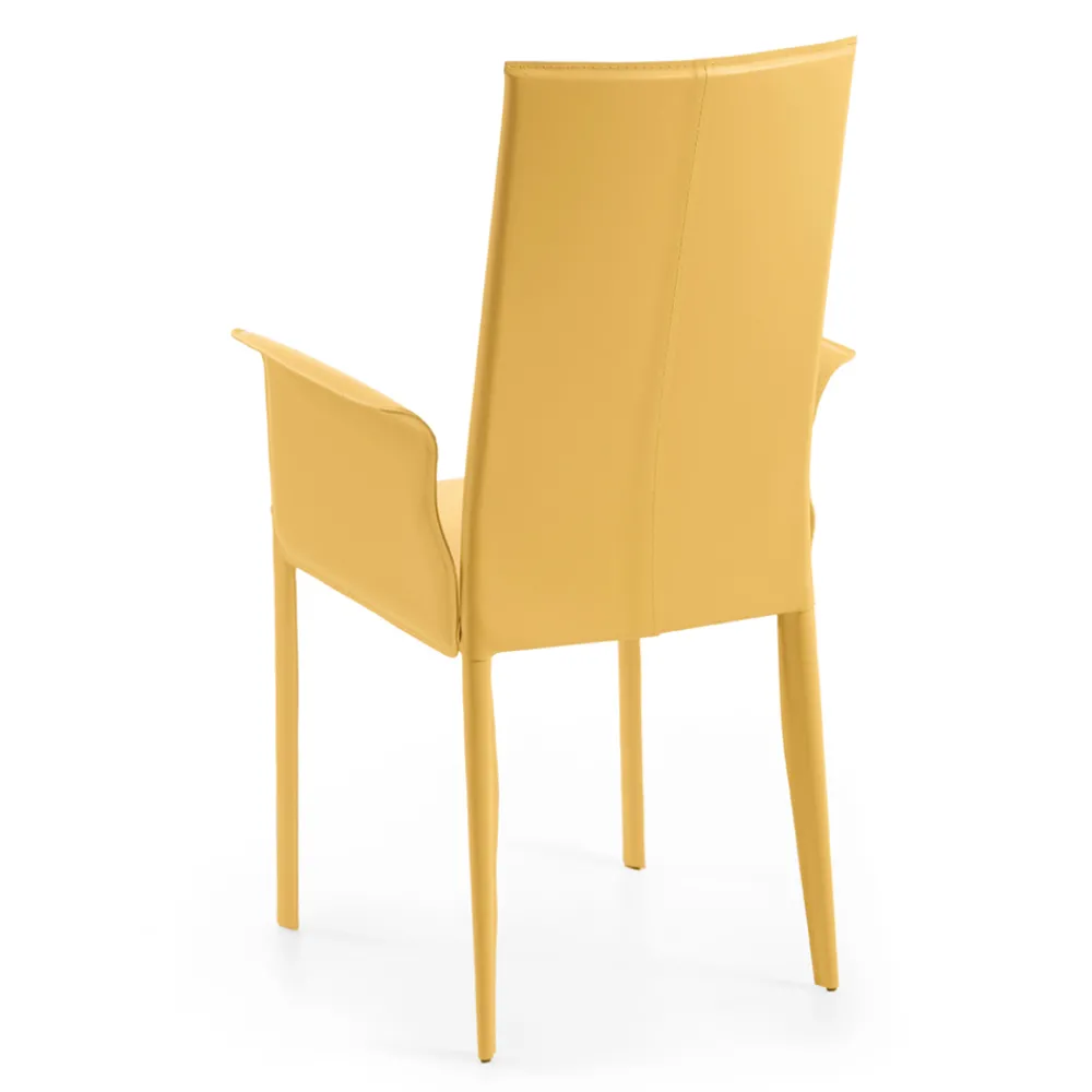 Viadurini Living Design Stühle-Stuhl mit Armlehnen und hoher Rückenlehne aus Leder, hergestellt in Italien – Lenkräder