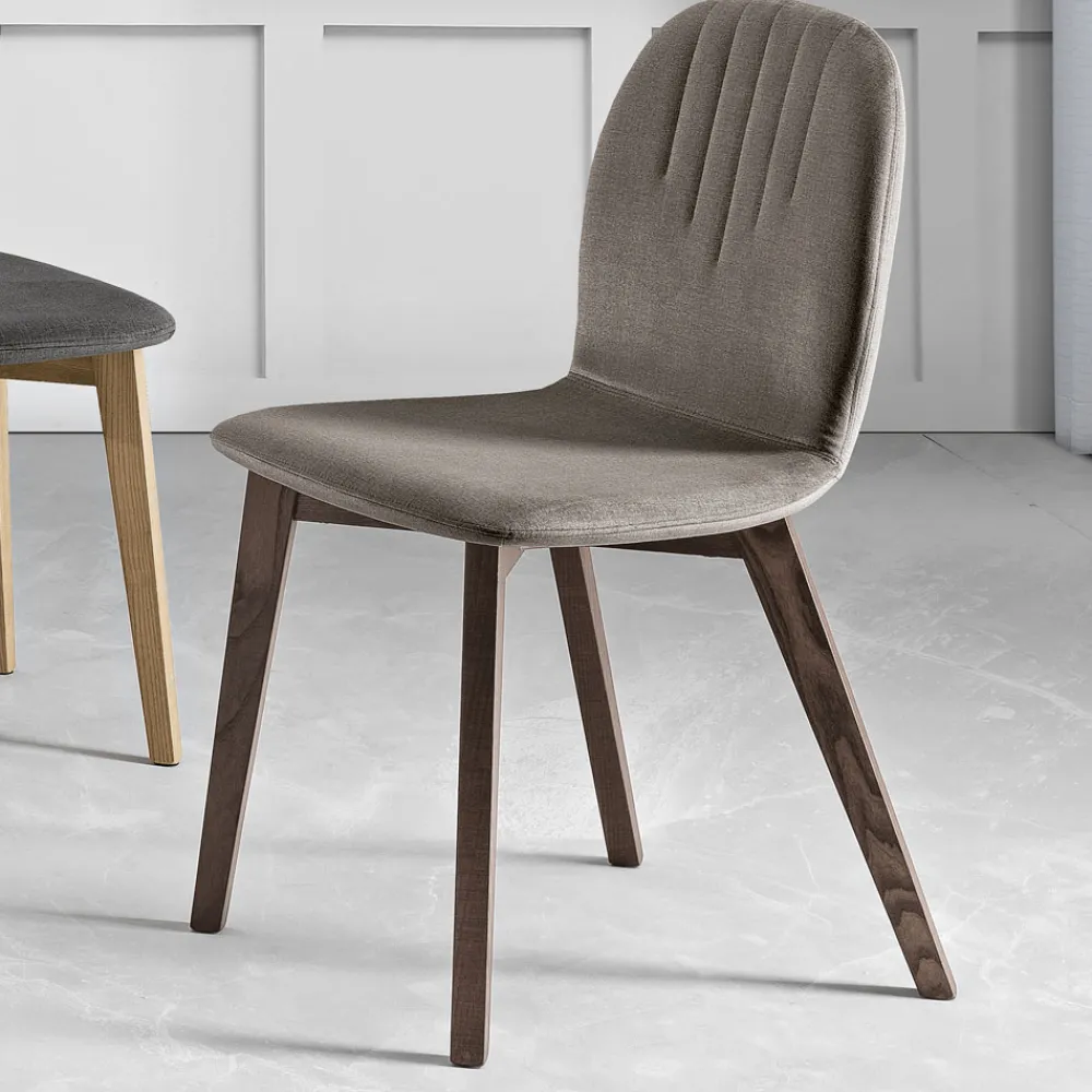 Viadurini Living Moderne Stühle-Stuhl mit Monocoque-Stoffsitz und Holzbeinen Made in Italy - Nezoku