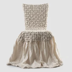 Viadurini Textile Italienische Mode-Stuhlbezug mit eleganter Rückenlehne für Wohnzimmer aus besticktem Leinen - Panteo