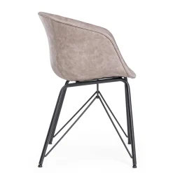 Viadurini Living Vintage Stühle-Stuhl-Sessel aus weißem oder schwarzem Stahl und Vintage-Ecoleder - Gongo