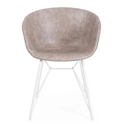 Viadurini Living Vintage Stühle-Stuhl-Sessel aus weißem oder schwarzem Stahl und Vintage-Ecoleder - Gongo