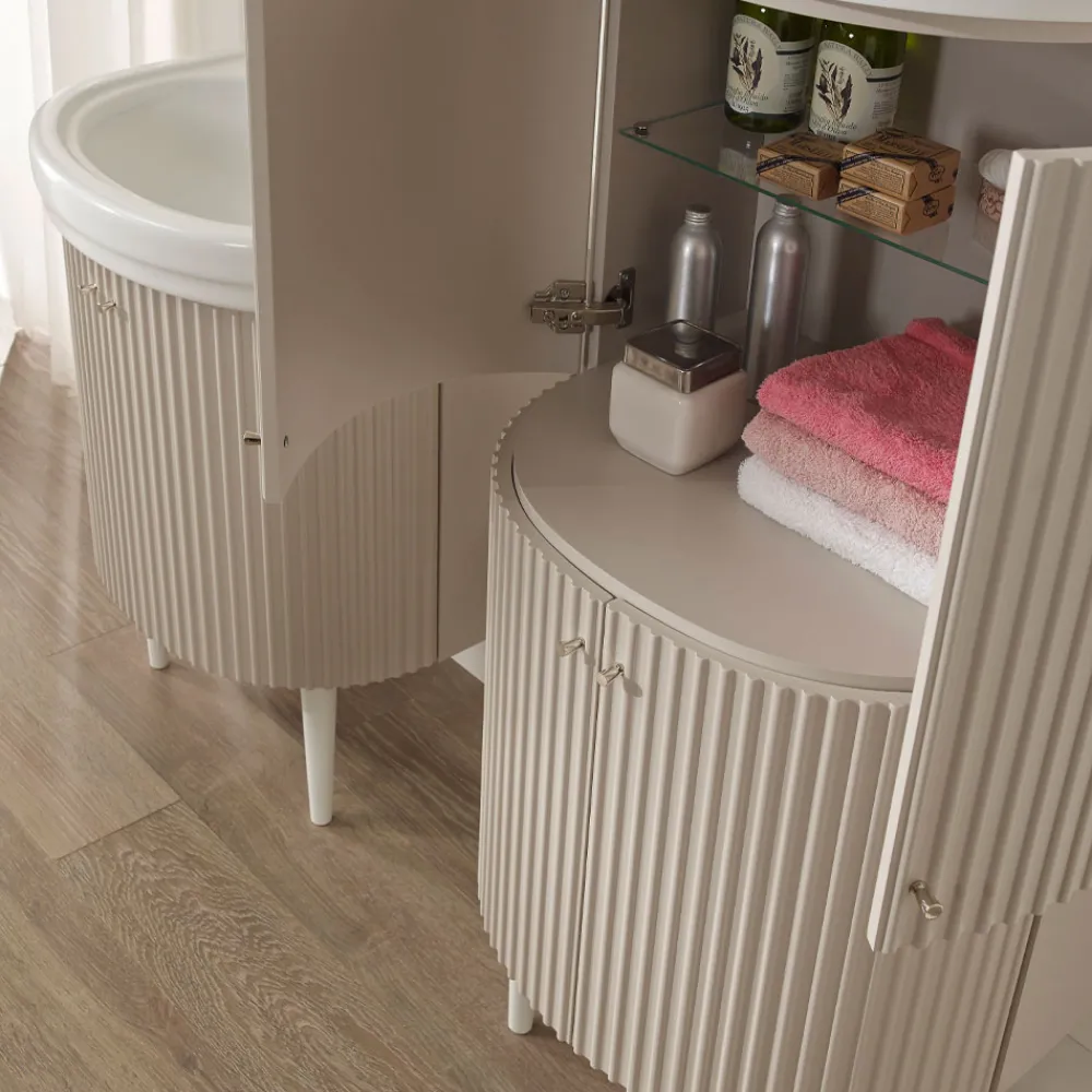 Viadurini Bathroom Badmöbel Stehend-Säule mit vier Türen mit Cannetté-Verarbeitung, hergestellt in Italien – Candy