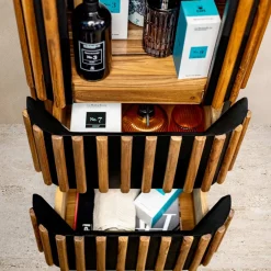 Viadurini Bathroom Badmöbel Stehend-Säulen-Badezimmerschrank aus massivem Teakholz und Mahagoni – Plumeria