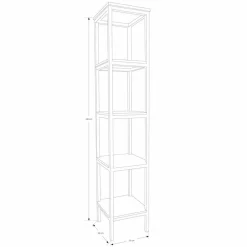 Viadurini Bathroom Badmöbel Stehend-Säulen-Badezimmerschrank aus Teakholz und Stahl mit 4 offenen Regalen - Tamburino