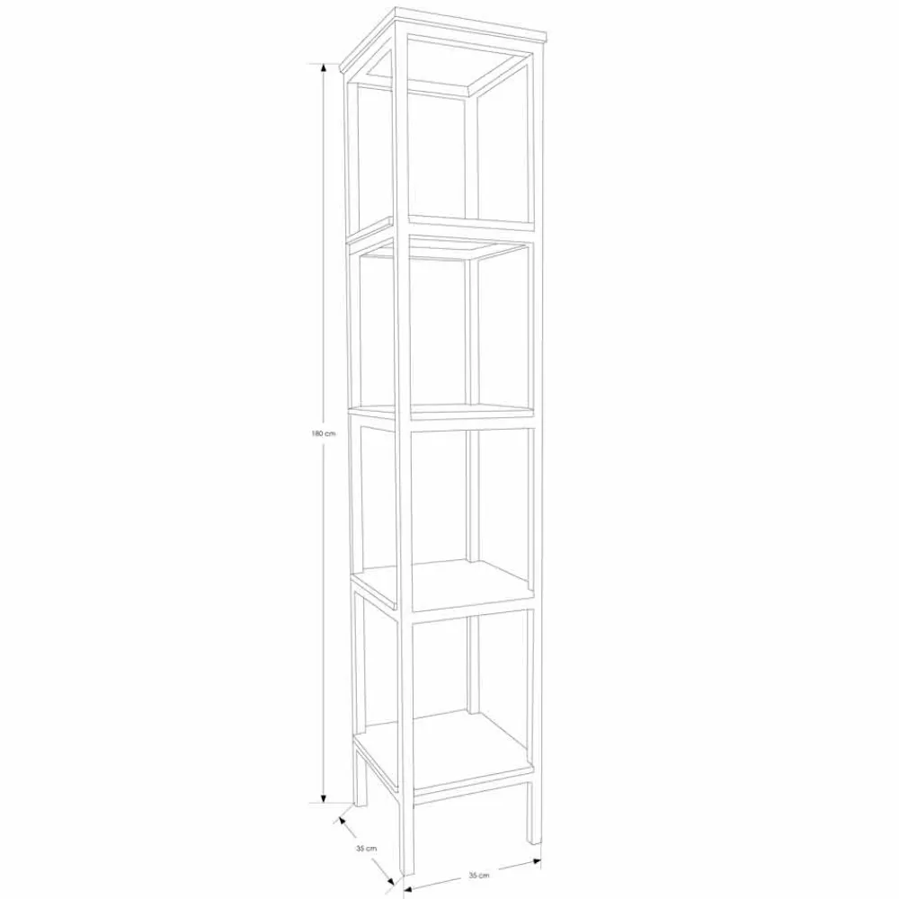 Viadurini Bathroom Badmöbel Stehend-Säulen-Badezimmerschrank aus Teakholz und Stahl mit 4 offenen Regalen - Tamburino