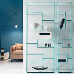 Viadurini Living Moderne Design Bücherregale-Säulen-Bücherregal aus Extra-Klarglas oder Rauchglas für Wohnzimmer Made in Italy - Linzy