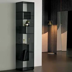 Viadurini Living Moderne Design Bücherregale-Säulen-Bücherregal aus Extra-Klarglas oder Rauchglas für Wohnzimmer Made in Italy - Linzy