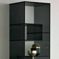 Viadurini Living Moderne Design Bücherregale-Säulen-Bücherregal aus Extra-Klarglas oder Rauchglas für Wohnzimmer Made in Italy - Linzy