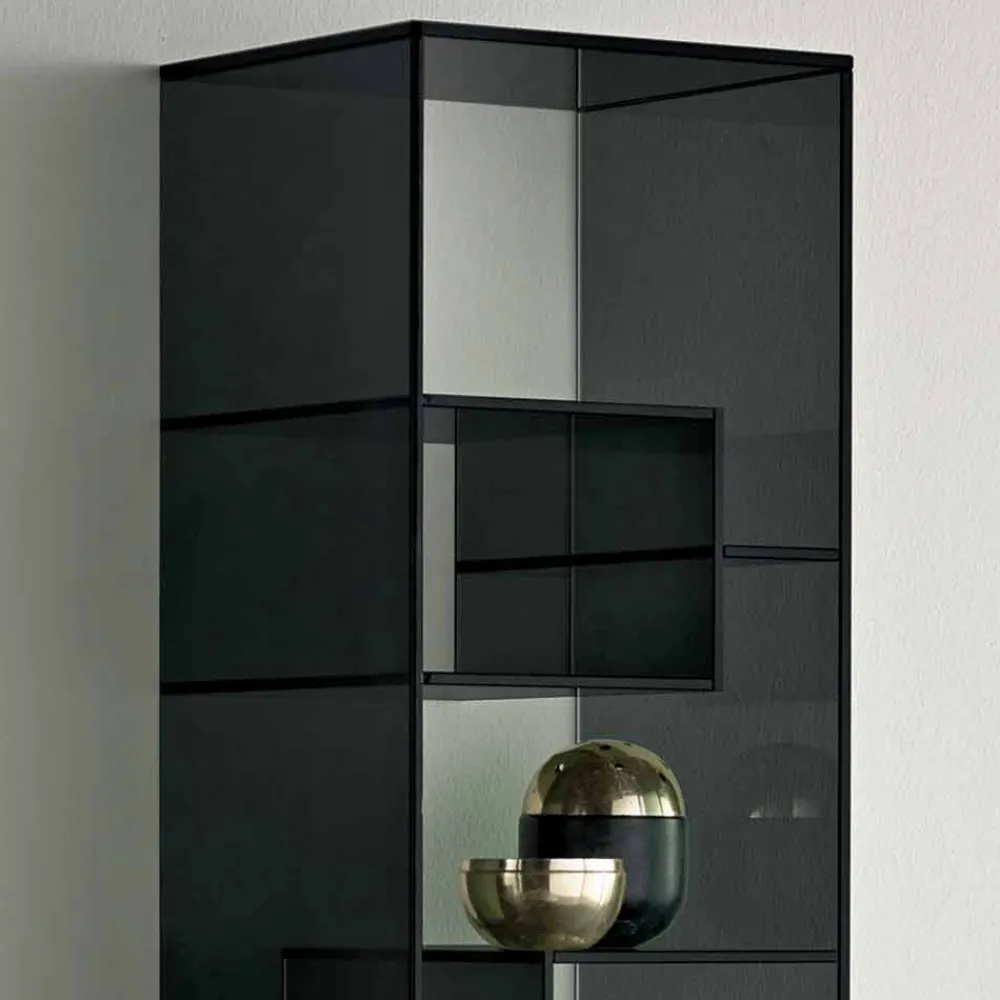 Viadurini Living Moderne Design Bücherregale-Säulen-Bücherregal aus Extra-Klarglas oder Rauchglas für Wohnzimmer Made in Italy - Linzy