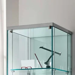 Viadurini Living Anrichte-Säulenvitrine aus transparentem Glas mit rechtem oder linkem Knopf - Antonia