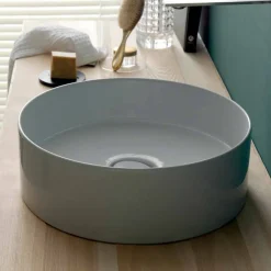 Viadurini Bathroom Farbige Waschbecken-Sun Circle modernes Aufsatzwaschbecken aus Keramik, rund, Durchmesser 40 cm
