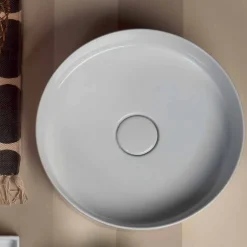 Viadurini Bathroom Farbige Waschbecken-Sun Circle modernes Aufsatzwaschbecken aus Keramik, rund, Durchmesser 40 cm