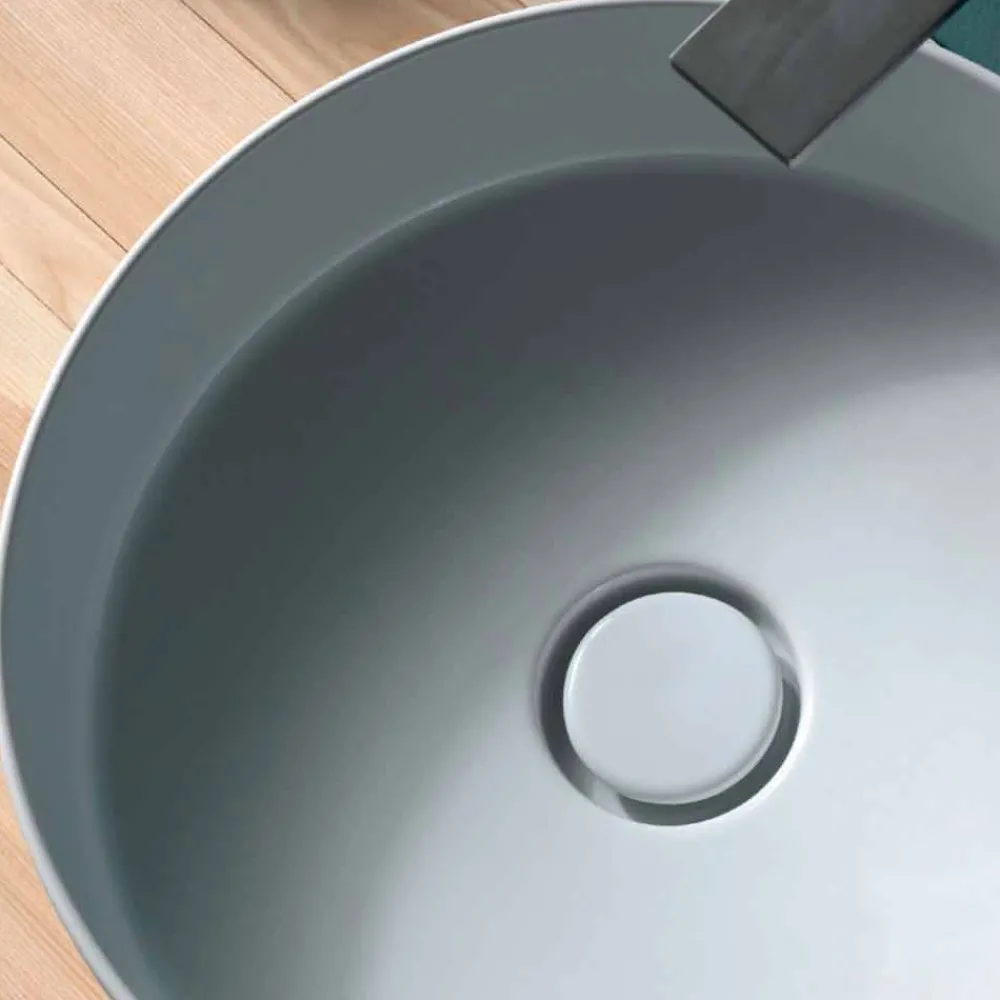 Viadurini Bathroom Farbige Waschbecken-Sun Circle modernes Aufsatzwaschbecken aus Keramik, rund, Durchmesser 40 cm