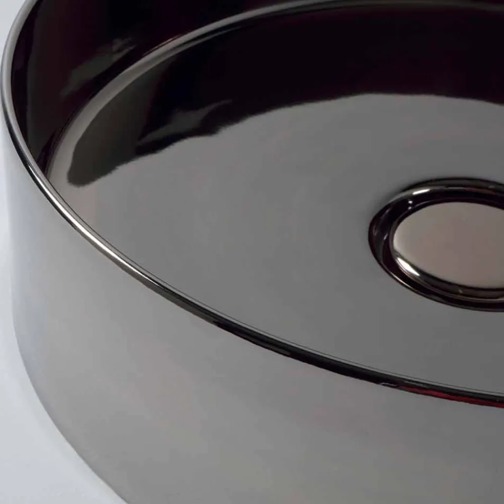 Viadurini Bathroom Farbige Waschbecken-Sun Circle modernes Aufsatzwaschbecken aus Keramik, rund, Durchmesser 40 cm