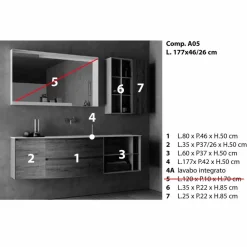 Viadurini Bathroom Badmöbel Hängend-Suspended Design Zusammensetzung, Modernes Design Badmöbel - Callisi5